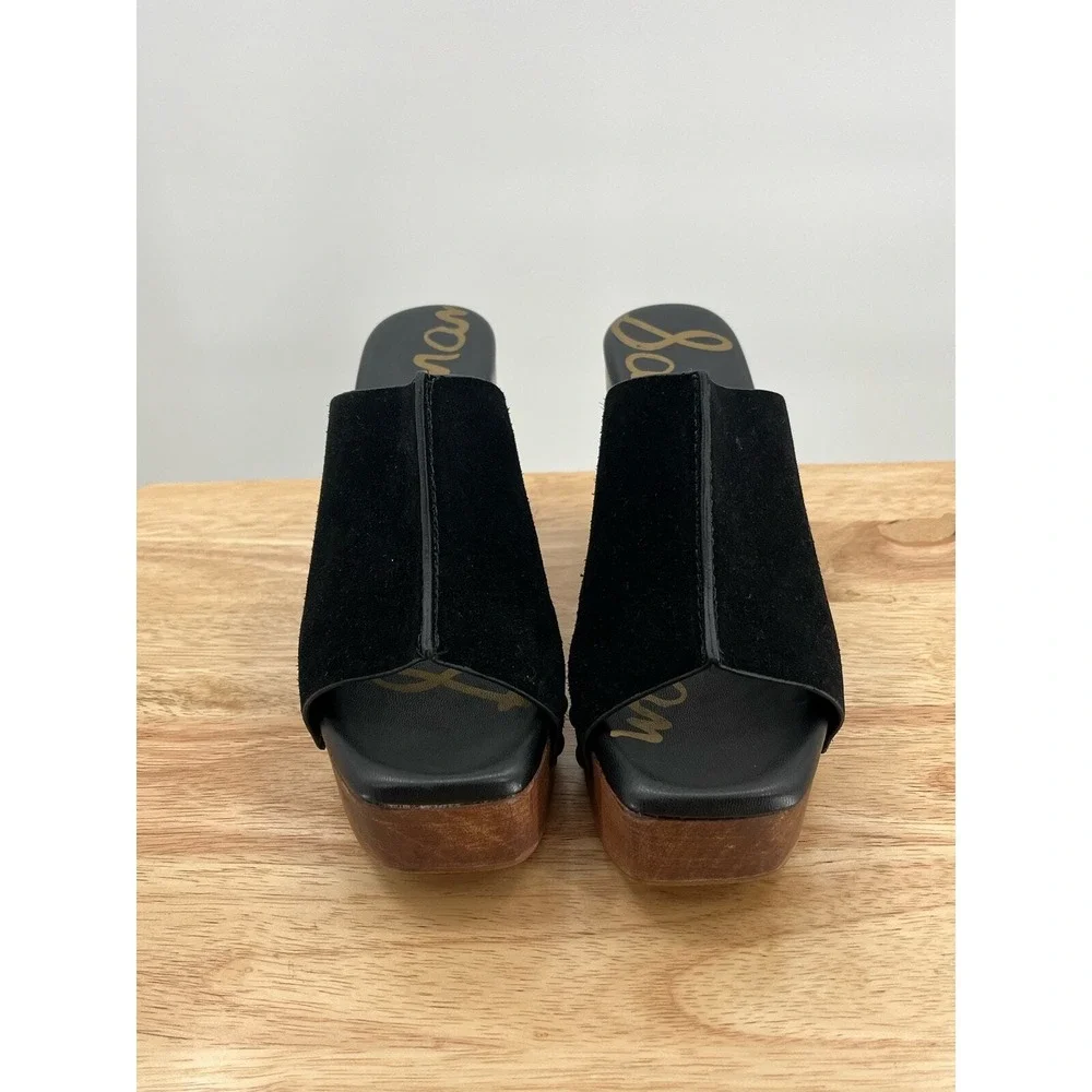 Sam Edelman Josselyn Black Squared Open Toe Slip On Studded Block Heels Size 7.5